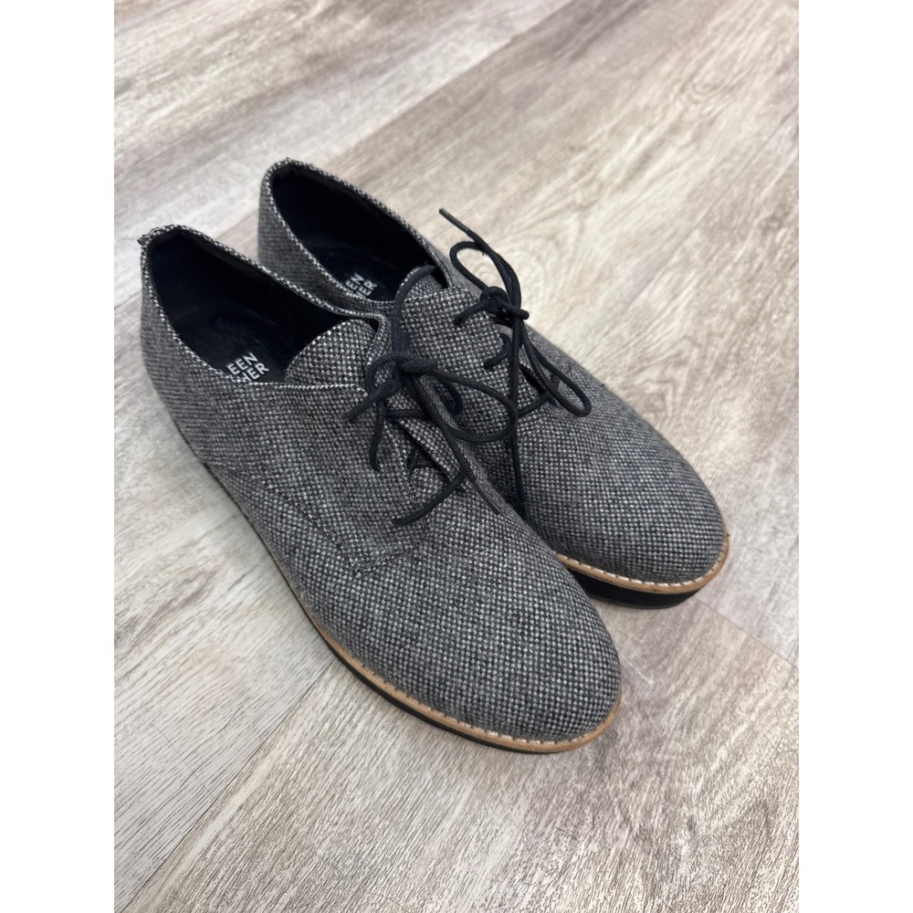 Eileen Fisher Women's Charcoal Grey/Black Herringbone Platform Oxfords Size 7